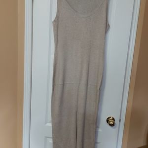 Nude colour midi knit dress